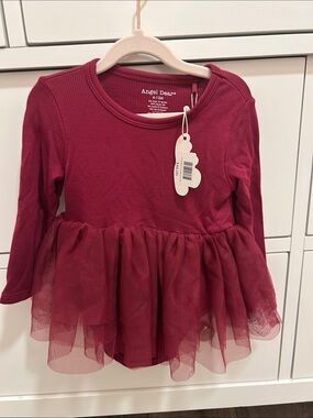 BNWT Angel Dear Burgundy Long-Sleeve Tulle dress